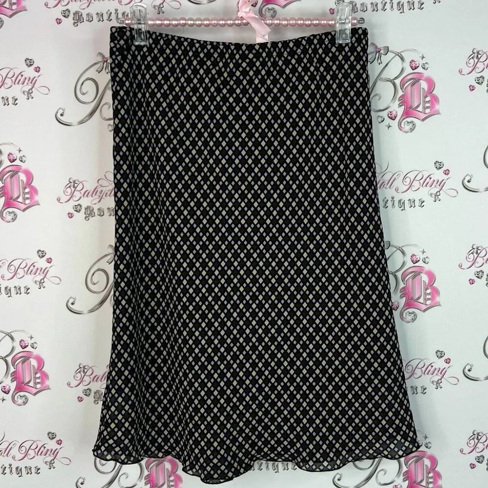 Breechers brook fairweather flowy Elegant Black cream blue Patterned Skirt